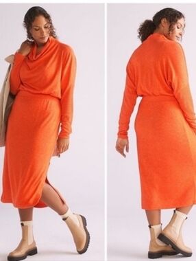 Daily Practice by Anthropologie Draped Cowl Neck Midi Dress